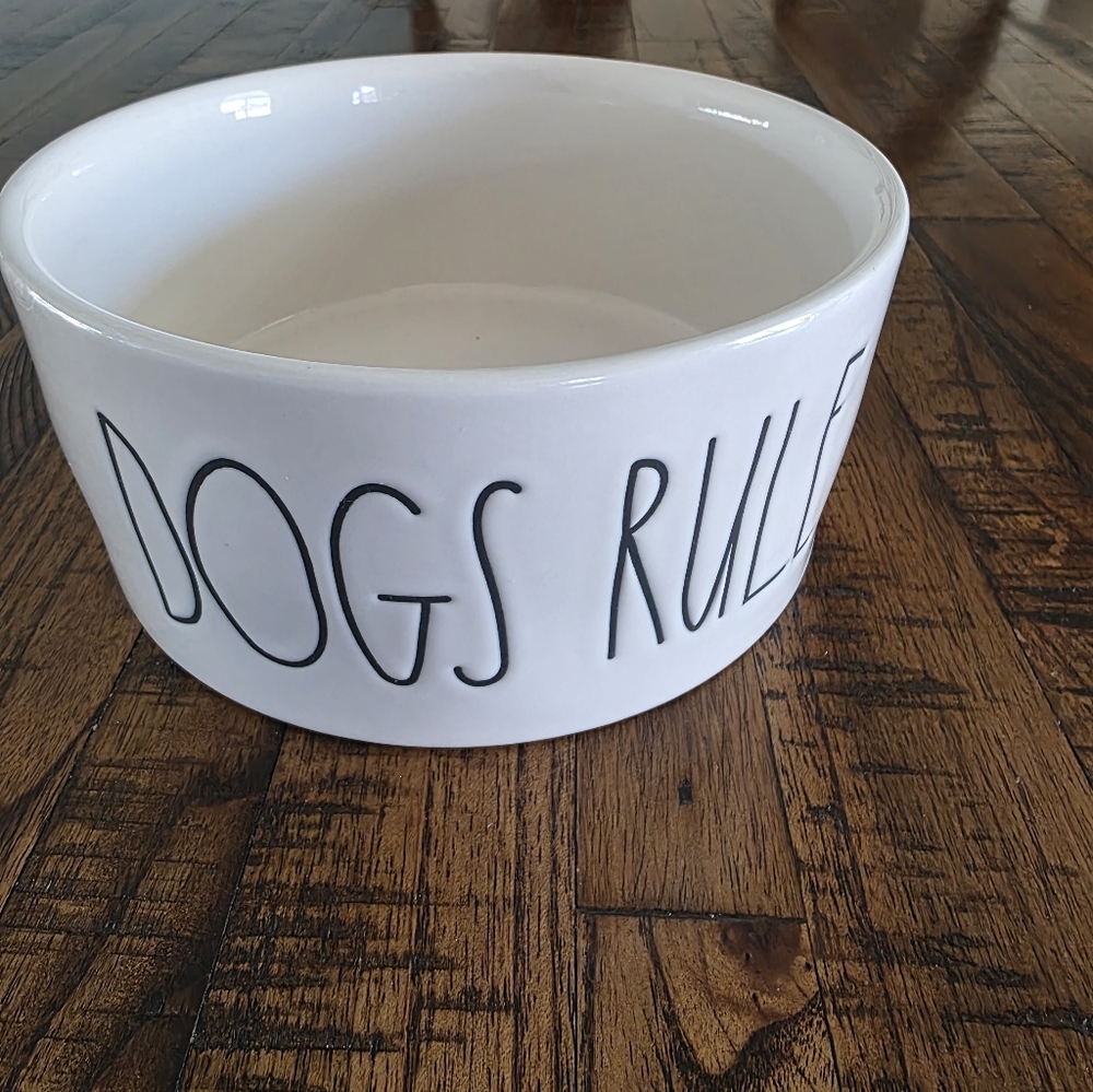Rae Dunn White 'Dogs Rule' Ceramic Bowl